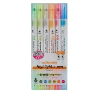 6-teiliges Set Ästhetische niedliche Pastell-Highlighter Filzspitze und lineare Fluoreszenz-Stift sortierte Zuckerbonbons Farben #2978 Makrons