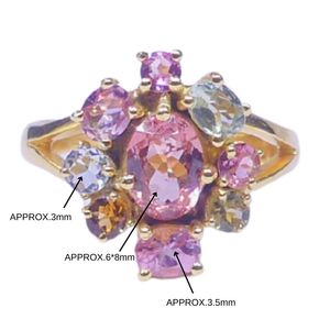 Bague classique pour femme en argent sterling 925 plaqué or avec pierres précieuses multi-tourmalines, idéale pour les mariages - Product Image 2