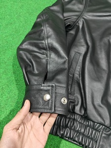 Custom Men's Embroidery Patches High Quality <b>Leather</b> Waterproof Bomber Custom Zipper Classic Street Varsity <b>Real</b> <b>Leather</b> <b>Jacket</b> - Product Image 6