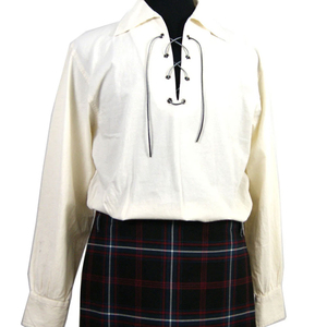 Camisas Jacobitas Antiarrugas Ecológicas para Hombre, Camisa Escocesa Jacobita de Lino con Cordones y Mangas Largas - Product Image 1