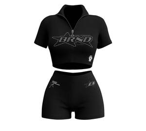 Nouvel ensemble tendance d'été pour femme : short cycliste imprimé et crop top, ensemble décontracté vintage deux pièces, ensemble short d'été pour femme - Product Image 5