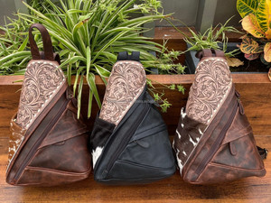 Cheveux sur sac de poitrine en cuir usiné Vintage en cuir véritable bandoulière décontracté épaule cartable personnalisé Convertible fronde sac à dos - Product Image 2