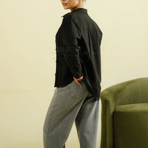 Nuevo Diseño de Blusas de Manga Larga para Mujer, Tela de Algodón, Color Negro, Blusas para Mujer al por Mayor - Product Image 4