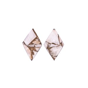 Calcite blanche naturelle, cuivre, 13 carats, 20x12mm, forme de cerf-volant, cabochon, pierre précieuse certifiée, non montée - Product Image 1