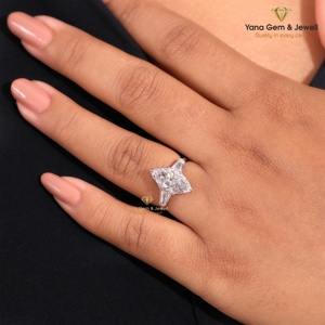 Anillo de Compromiso de Lujo con Corte Marquesa de 2.50 Quilates, Color F, Claridad VVS2, Diamante Cultivado en Laboratorio CVD, Certificado IGI, Oro Sólido de 14K - Product Image 4