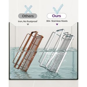 Lot de 3 étagères de rangement murales en acier inoxydable SUS304 antirouille pour douche, salle de bain et cuisine - Aucun perçage requis - Product Image 2