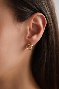 Pendientes de Botón con Nudo Chapados en Oro de 18K, Joyería Unisex Minimalista para Uso Diario - Product Image 2