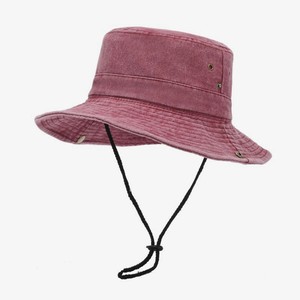 Chapeau Bob de Pêcheur Vintage en Coton Lavé Tendance avec Logo Brodé 3D, Bord Large, Style Rétro Vieilli, pour l'Extérieur, avec Cordon - Product Image 1