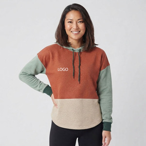 Sudadera con capucha corta para mujer, personalizada, con lavado ácido, multicolor, con paneles en contraste, OEM, marca privada, estilo urbano, 100% algodón - Product Image 3