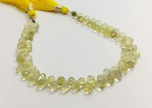 Perles de quartz citron naturel facettées en forme de goutte d'eau, perles de pierres précieuses en vrac pour la fabrication de bijoux, prix de gros en vrac - Product Image 4