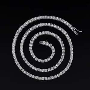 Collar de tenis de lujo con forma de diamante para hombre y mujer, con circonita cúbica de corte redondo, chapado en plata, cadena de joyería. - Product Image 1