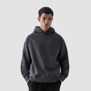 Sweat-shirt à capuche surdimensionné pour homme, couleur unie, en molleton de coton, décontracté, pour l'automne, coupe classique, pull tricoté - Product Image 1