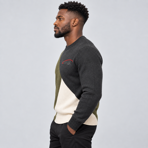 Pull pour homme en tissu tricoté chaud, finition douce au toucher, coupe confortable, col rond, poignets côtelés, coutures durables pour l'hiver - Product Image 4