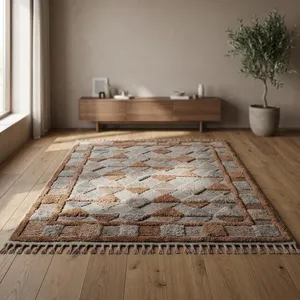 Alfombra moderna de lana hecha a mano y anudada, ecológica, antideslizante, para el hogar, la oficina o la habitación. - Product Image 1