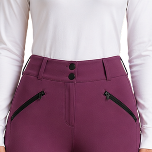 Leggings d'équitation bordeaux pour femmes, taille haute, avec grip en silicone extensible et poches intégrées - Product Image 4