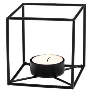 ที่วางเทียนรูปทรงลูกบาศก์เหล็กสีดำ ทนความร้อน ตกแต่งบ้าน - Product Image 1
