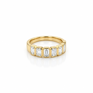 แหวนทองคำแท้ 14K ประดับมรกตทรงเหลี่ยมหกเม็ด น้ำหนัก 0.75 กะรัต ฝังแบบ Bezel ประดับเพชรทรงเหลี่ยมมรกตเพาะเลี้ยงในห้องปฏิบัติการ แหวนแต่งงานสุดหรู แหวนหมั้นสุดหรู - Product Image 1