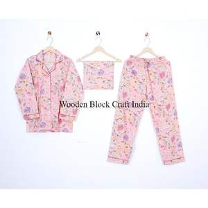 Conjunto de Pijama Casual de Algodón para Mujer, Multicolor, Estampado Floral a Mano, Patchwork, Ropa de Dormir para Primavera, Verano e Invierno, para Damas de Honor - Product Image 6