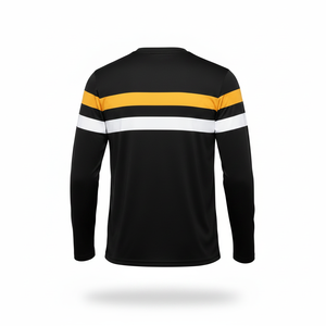 Camiseta deportiva ligera de manga larga para hombre, con bloques de color, cuello redondo, paneles en contraste, lista para enviar. - Product Image 3