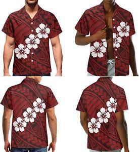 Ensemble 2 pièces personnalisé OEM grande taille : Robe Puletasi col rond pour femme et chemise col rigide pour homme, motif îles du Pacifique, pour couples - Product Image 5