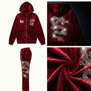 Conjunto Deportivo de Terciopelo para Hombre, Sudadera con Cremallera y Pantalones Jogger, Diseño Premium, Moda de EE. UU. y Europa, Maluza BlackVelvet X - Product Image 6