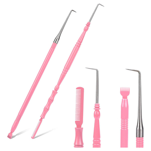 Herramienta de Doble Punta para Lifting de Pestañas, Color Rosa, con Punta de Acero Inoxidable y Cepillo Spoolie - Product Image 1
