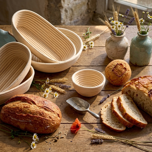 Ensemble de paniers de fermentation ronds en rotin naturel pour levain, avec doublure en lin, écologiques et réutilisables, pour la cuisson du pain - Product Image 5