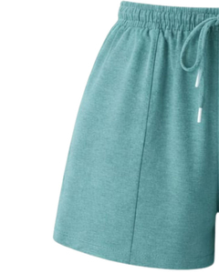 Conjunto de 2 Piezas para Mujer, Color Verde Azulado, Top Corto sin Mangas con Cordón Ajustable y Pantalones Cortos, Tejido Sólido y Transpirable, Ropa Casual de Primavera/Verano - Product Image 3