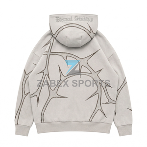 Sudadera con Capucha y Cremallera para Hombre, Personalizada OEM ODM, con Pedrería, de Algodón Grueso Premium, de Secado Rápido, Transpirable, Estilo Casual Urbano - Product Image 2
