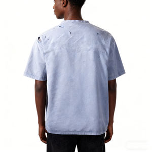 เสื้อยืดโอเวอร์ไซส์ผ้าคอตตอนหนานุ่มทรงหลวมไหล่ตกสำหรับผู้ชายสไตล์วินเทจสำหรับฤดูร้อน - Product Image 2