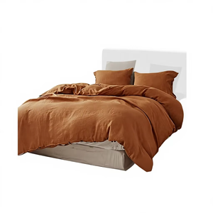 Juego de Ropa de Cama Color Marrón Óxido con Fundas de Almohada, Sábanas Lisas Teñidas, Juego de Edredón para el Hogar - Product Image 1