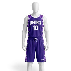 Ensemble d'uniformes de basketball géométriques personnalisés, motif brisé, maillot et short sublimés, nom et numéro de l'équipe, tissu en maille 100 % polyester - Product Image 1
