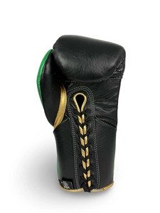 Gants de boxe professionnels de haute qualité en cuir véritable, noirs et verts, personnalisés, pour l'entraînement et le combat. - Product Image 5