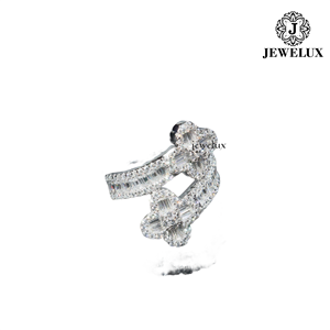 Jewelux Women's 925 Silver Cocktail <b>Ring</b> With Cut <b>Crystal</b> Flower Design Rhodium Plated Pave Setting Luxury Engagement - Product Image 3