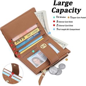 Cartera de Cuero Delgada Bifold para Mujer con Bolsillo con Cremallera y Monedero, Tarjetero Bifold Pequeño con Ventana para Identificación - Product Image 3