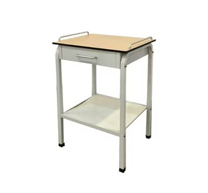 Heavy Duty Freestanding Vertical Hospital Iron <b>Bedside</b> Table with Drawer & Cabinet Polished Surface - Product Image 1