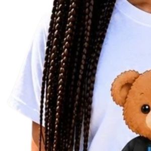 T-shirt graphique à manches courtes bleu ciel pour jeunes, imprimé ours en peluche, col rond, décontracté, léger, pour tous les jours, pour filles et enfants - Product Image 2