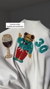 Top de Diseño de Lujo para Mujer, Bordado a Mano con Cuentas de Cristal y Vidrio de Inspiración Vintage, para Bautizo y Bodas - Product Image 5