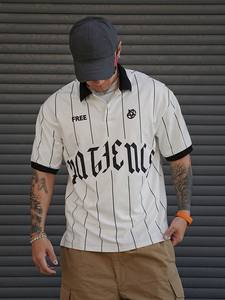 Polo a Rayas con Estampado de Letras para Hombre, Primavera/Verano, Ropa de Negocios - Product Image 4