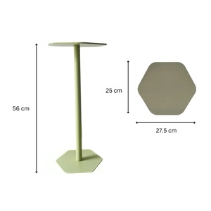 Sleek Cast Aluminum Bar <b>Table</b> Hexagon Top Slim Pedestal Stable Base <b>Matte</b> Finish Compact Design Contemporary Accent Piece - Product Image 6