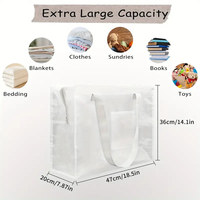 Sac PP en tissu tissé transparent de grande capacité avec couverture anti-poussière bonne conception pour le déménagement et le stockage à domicile