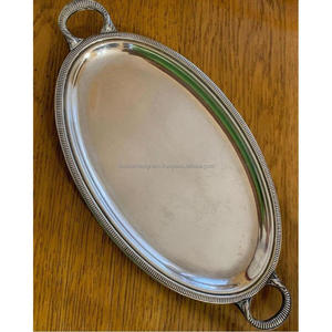 Bandeja Ovalada Decorativa de Latón con Asa para Servir Té, Café y Aperitivos, Accesorios de Decoración para el Hogar y la Mesa - Product Image 1