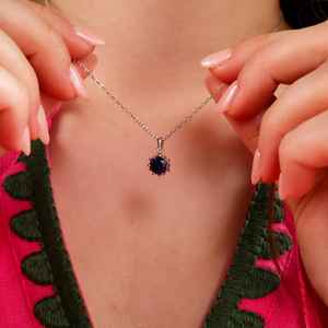 Collier étoile en saphir bleu véritable, argent sterling 925, plaqué or 14 carats, pendentif saphir, pierre de naissance de septembre, cadeau pour elle - Product Image 5