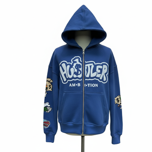 Sudadera con capucha para hombre, diseño único con logo bordado y parches, 100% algodón, fabricada en fábrica, para la temporada de invierno. - Product Image 5