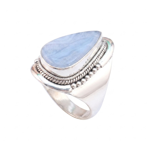 Blue Lace Agate <b>Ring</b> 925 Sterling Silver Handmade <b>Statement</b> <b>Ring</b> Yellow Gold Rose Gold Plated Boho Jewelry Gift for Christmas - Product Image 2