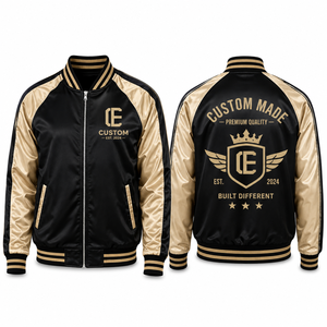 Chaqueta Varsity Verde Oliva Personalizada para Hombre con Mangas Negras y Logotipo Estampado, Ropa Casual de Otoño, Material Poliéster - Product Image 5