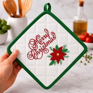 High Quality 100% Cotton Christmas Embroidery Design <b>Pot</b> <b>Holders</b> Kitchen & Tabletop Oven Use <b>Pot</b> <b>Holder</b> - Product Image 1