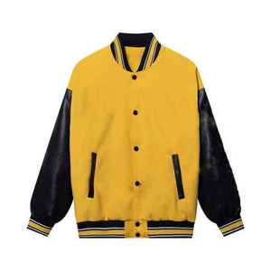 Chaquetas de Béisbol para Hombre de Alta Calidad con Mangas de Cuero, Chaqueta Varsity Acolchada de Cuero a Prueba de Viento de Manga Larga al por Mayor - Product Image 1