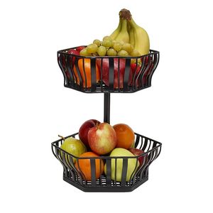 Panier à fruits en fil métallique noir multifonctionnel et écologique, personnalisable, à 2 niveaux, pour légumes, collations et aliments – Vente chaude - Product Image 3