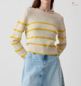 เสื้อสเวตเตอร์ผู้หญิงสำหรับฤดูหนาว ผลิตจากโพลีเอสเตอร์/คอตตอน ไม่หดตัว ระบายอากาศได้ดี คอกลม สวมใส่สบาย - Product Image 1